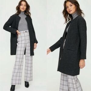 ARITZIA WILFRED Banville 100% Merino Wool Gray Soft Cozy Minimalist Top Coat